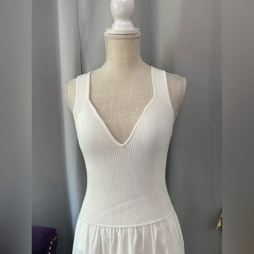 ❌SOLD❌ELAN RHODE TANK DRESS MIXED MEDIA TIERED STRETCH POCKETS WHITE LARGE - Picture 7 of 13